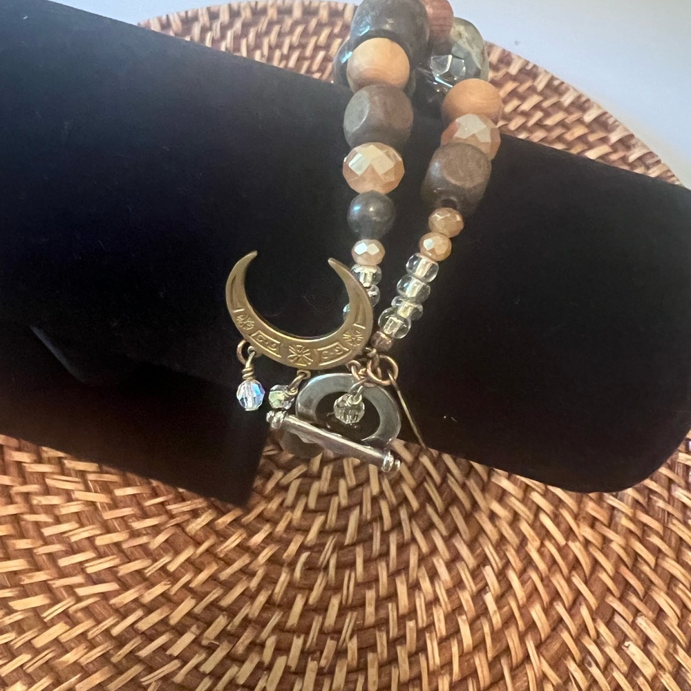 Beaded Moon Charm Bracelet